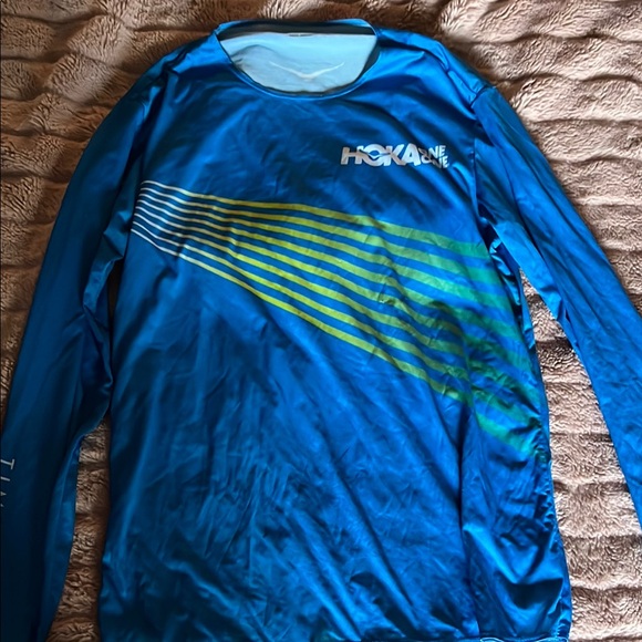 Hoka One One Blue Men's Running Shirt - Picture 1 of 5